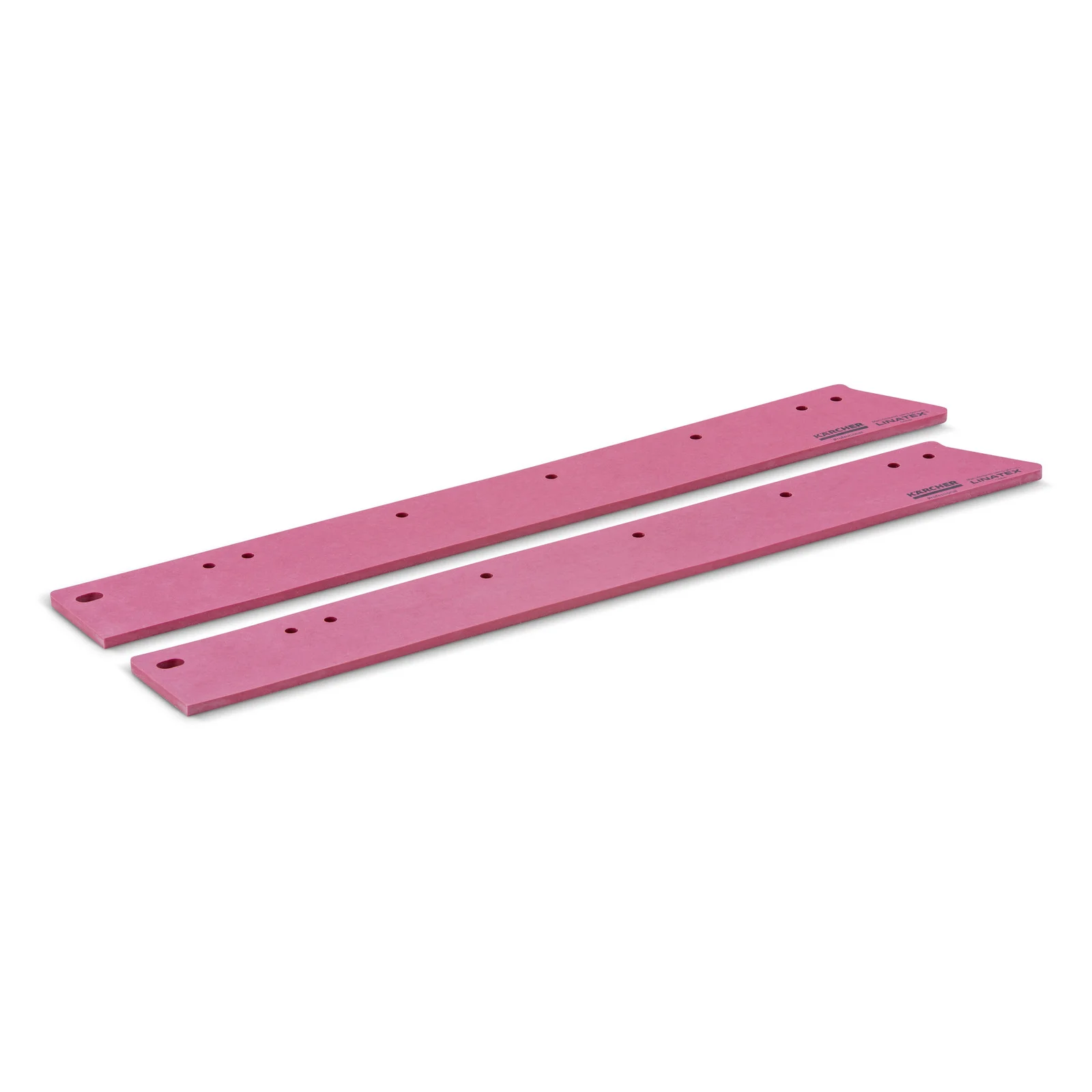 Zwei pinke Kärcher Ersatzteile mit mehreren Löchern, nebeneinander auf weißem Hintergrund.