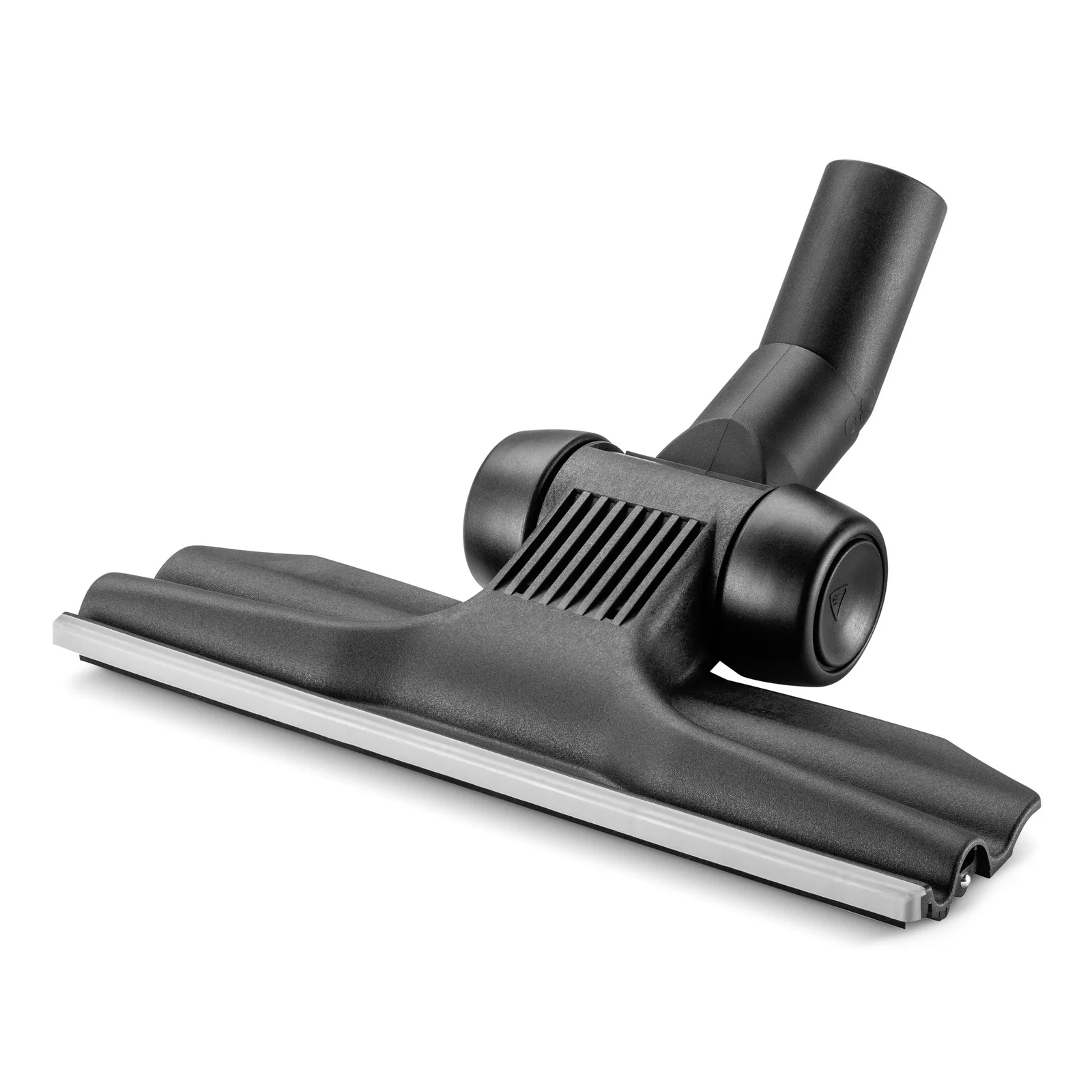 Schwarze Kärcher Bodendüse mit zwei Rollen und einem Anschlussrohr.