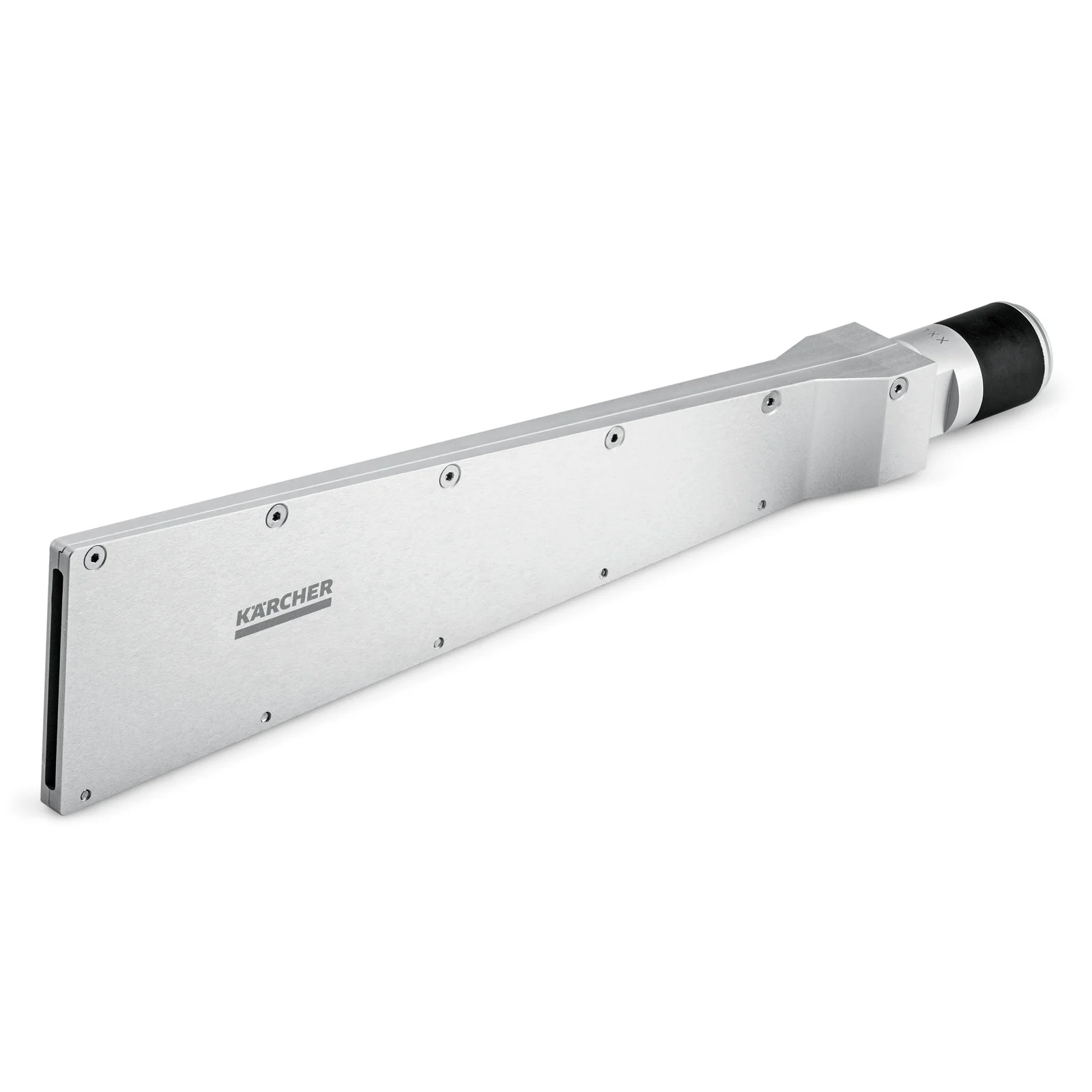 Kärcher Flachstrahldüse aus Metall mit schwarzem Anschlussstück.