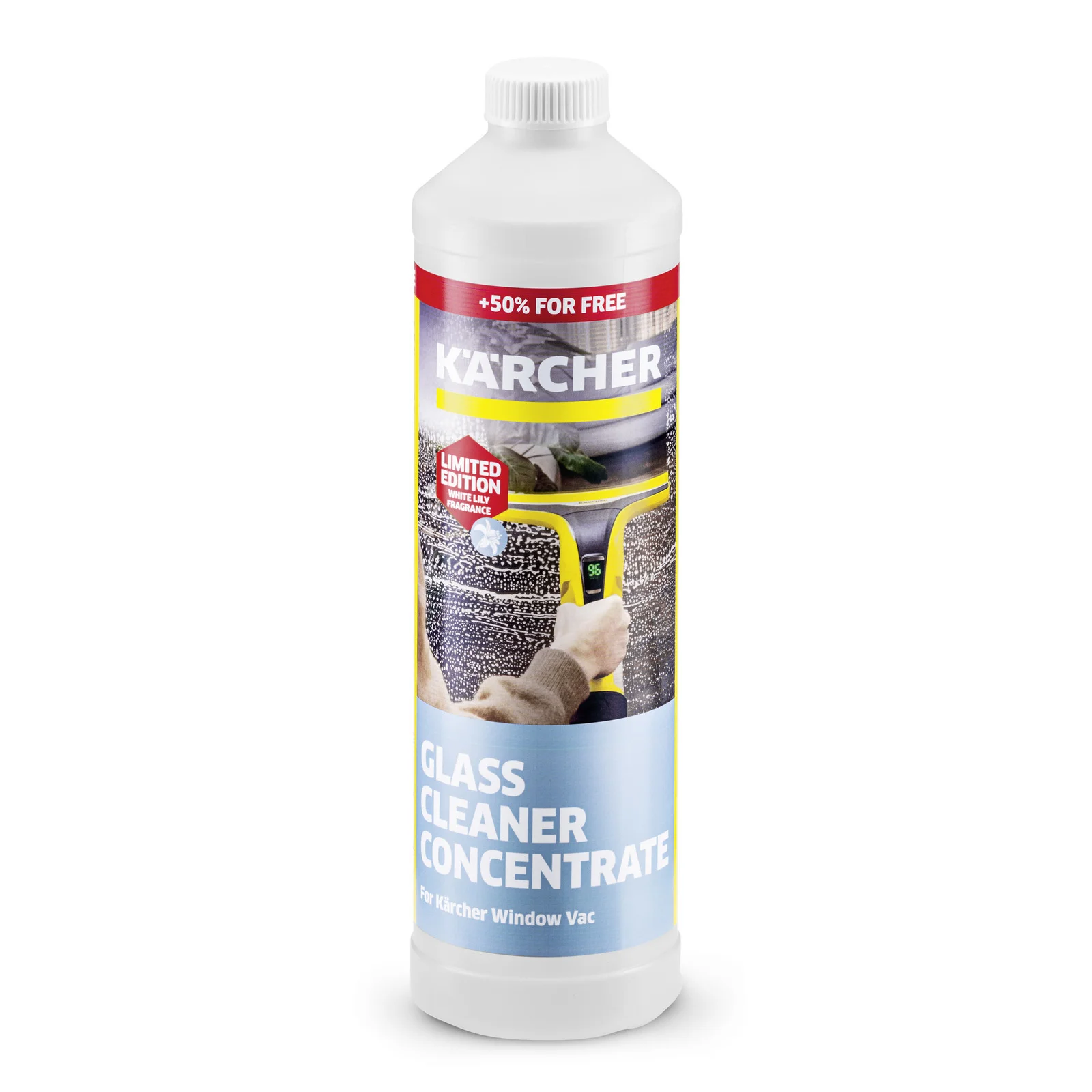 Kärcher Glasreiniger-Konzentrat Flasche, Limited Edition, mit italienischem Duft, geeignet für Kärcher Fenstersauger.