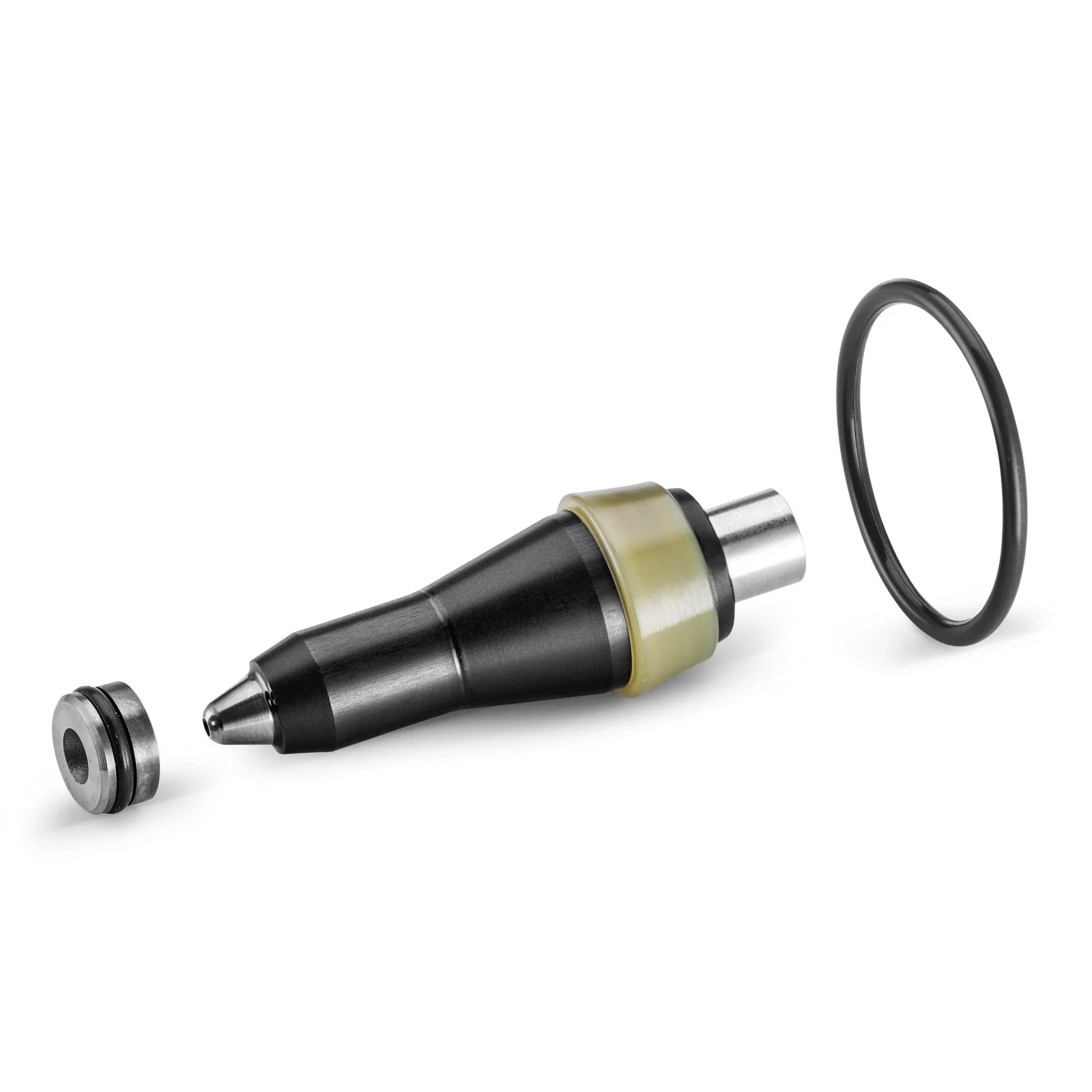 Kärcher Düsenaufsatz mit Dichtung und O-Ring auf weißem Hintergrund.