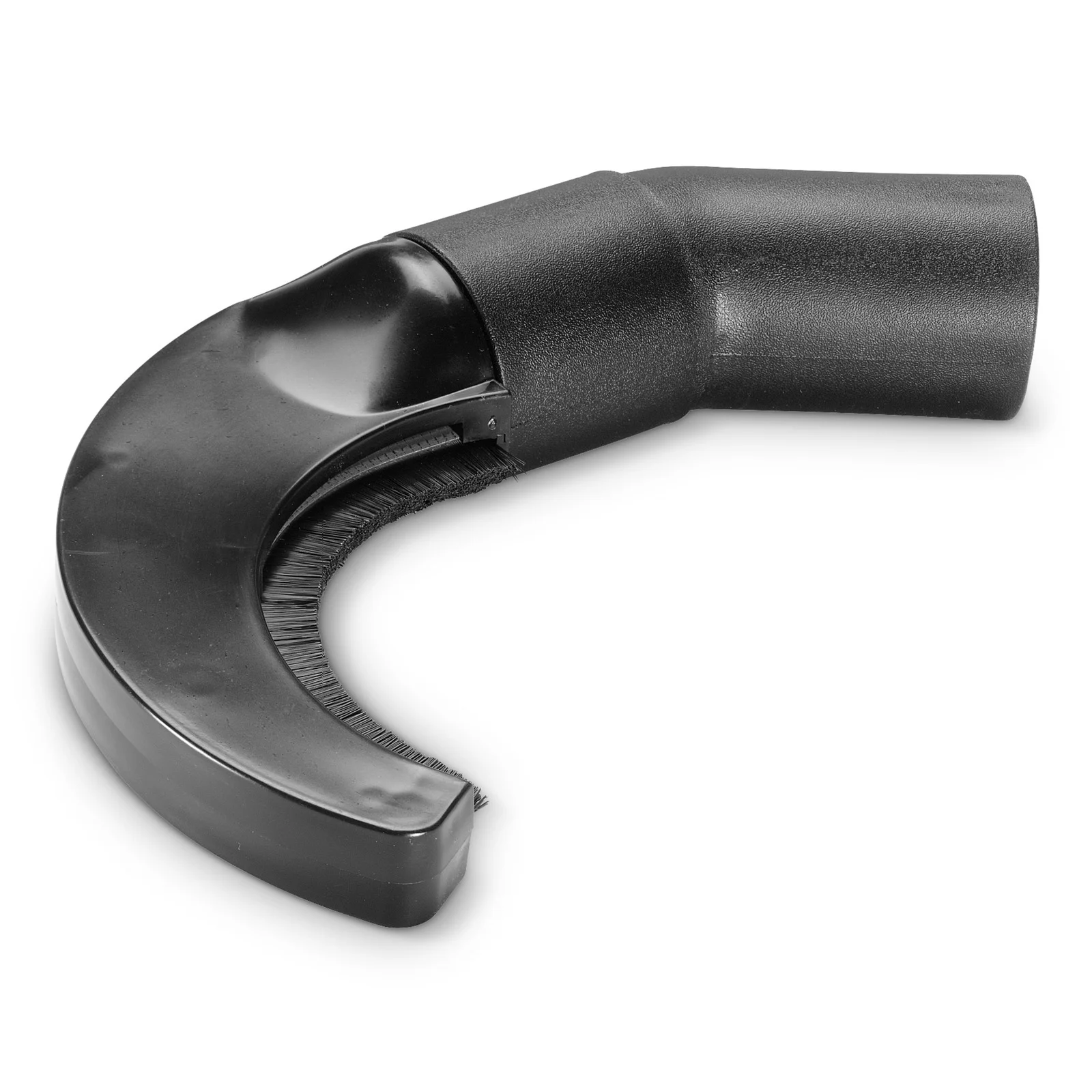 Schwarze Bürstendüse mit gebogenem Design und Borsten, passend für Kärcher Staubsauger.