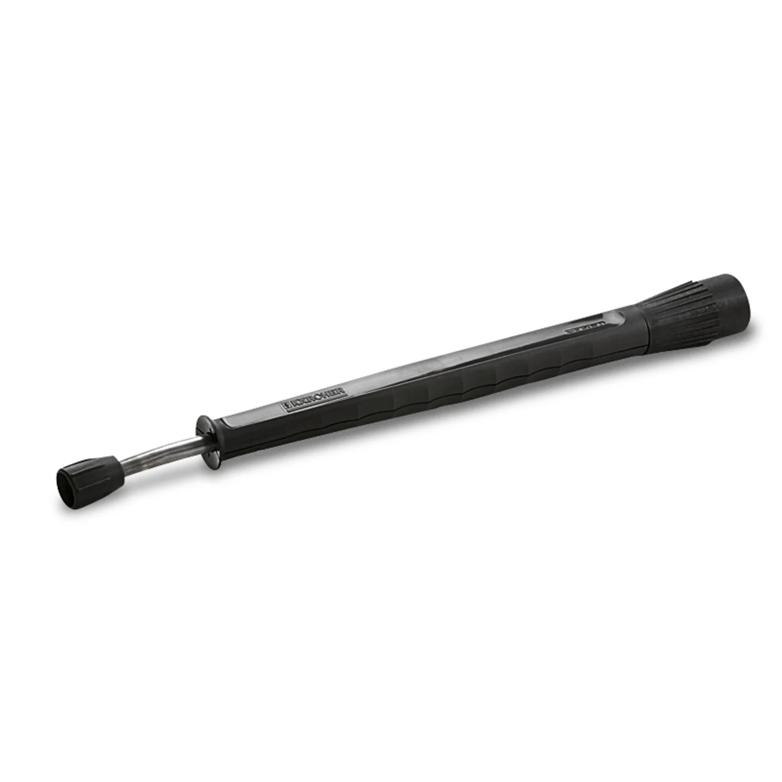 Kärcher Hochdruckreiniger Strahlrohr, schwarz, mit ergonomischem Griff und Düsenaufsatz, auf weißem Hintergrund.